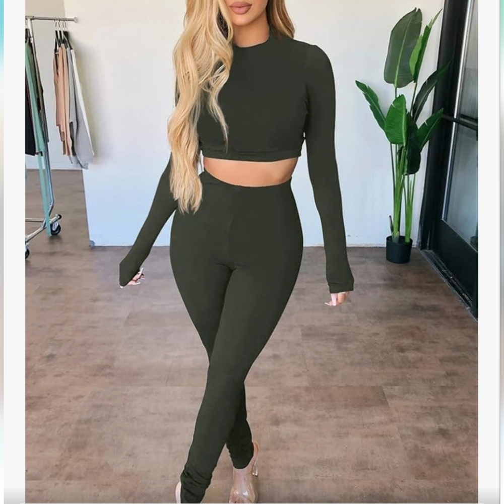 Olive Green Women's Two-Piece Set